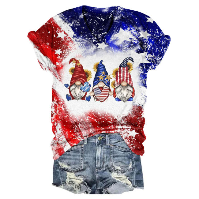 Flag stars and stripes dwarf V-neck T-shirt: a unique display of patriotic style!